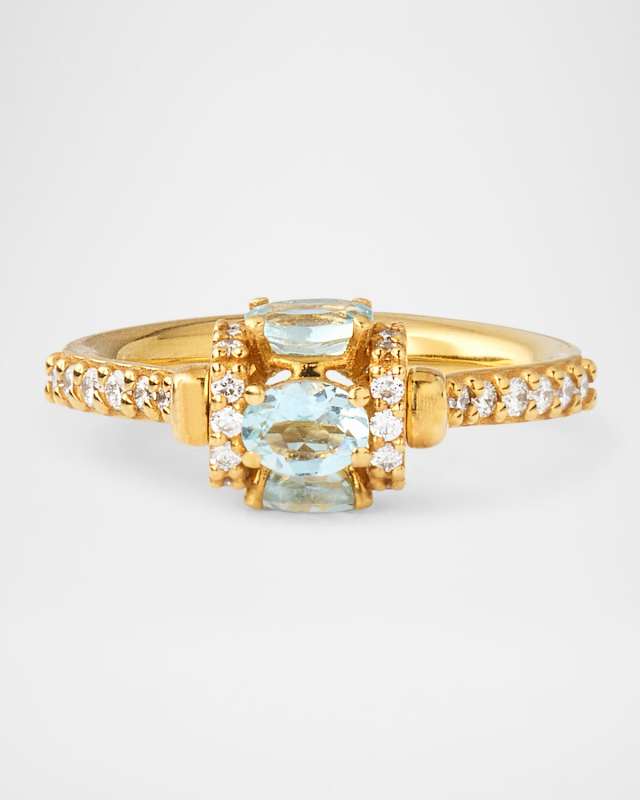 Procida Ring in 18K Yellow Gold with Aquamarine and Diamonds